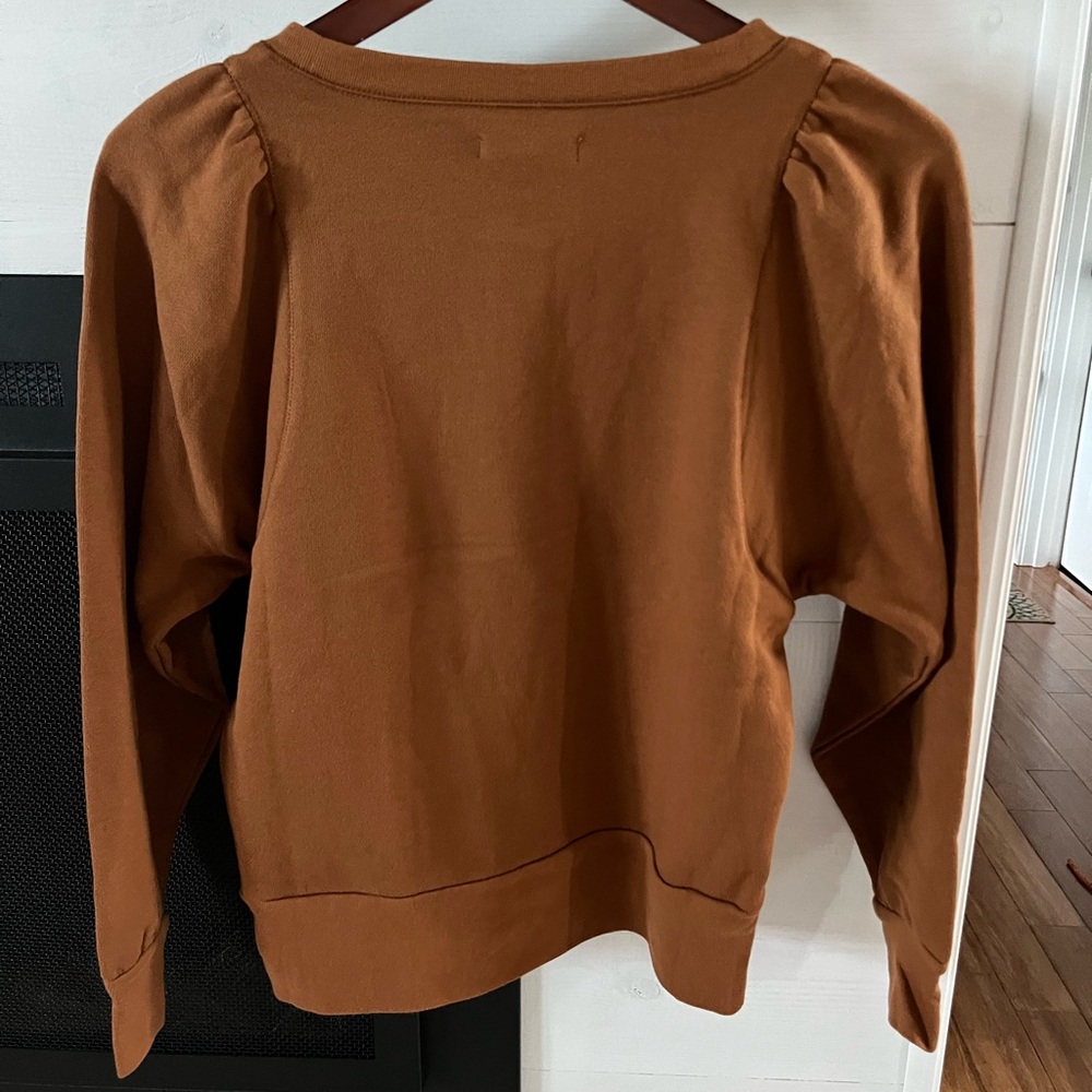 Madewell Henley puff sleeve sweatshirt brown size XXsmall NB331 NWT - Picture 7 of 10